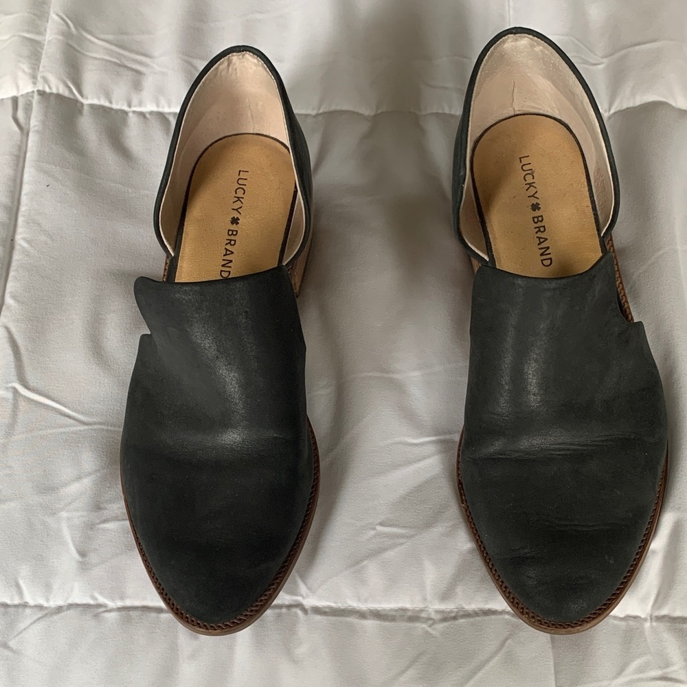 Lucky Brand Black Leather Slip-On Shoes